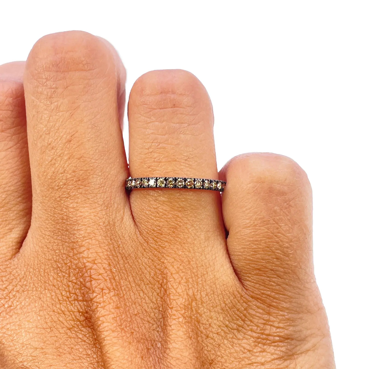 14ct Rose Gold Half Eternity Band With Brown Champagne Diamonds 0.20ct Diamond Ring