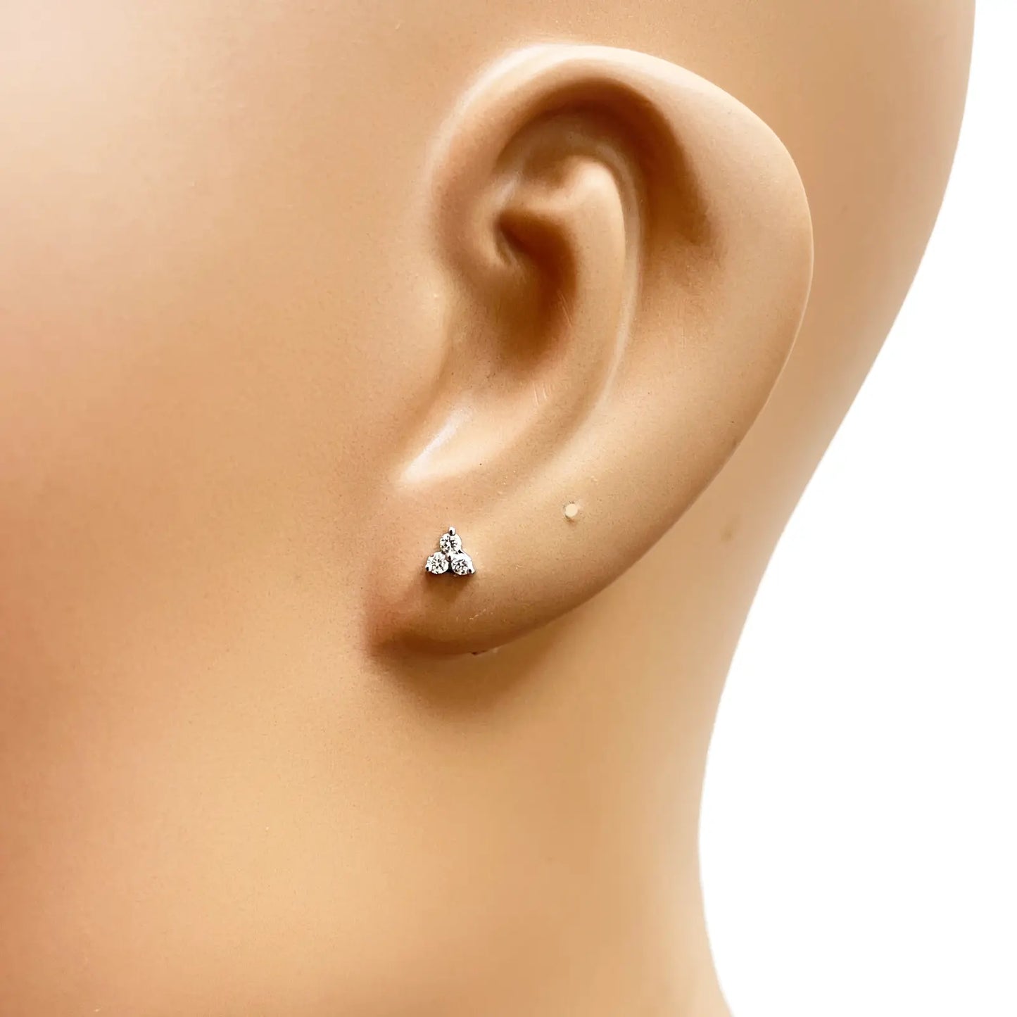 18ct Gold Natural Round Diamond Three Stone Children's Studs Earrings 0.10ct Diamond Earrings