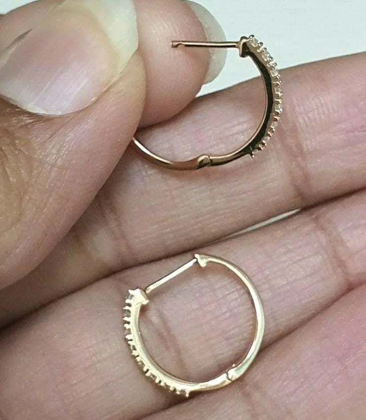 18ct Rose Gold Diamond Pair of Hoop Earrings 0.10ct 1.1mm wide Diamond earring