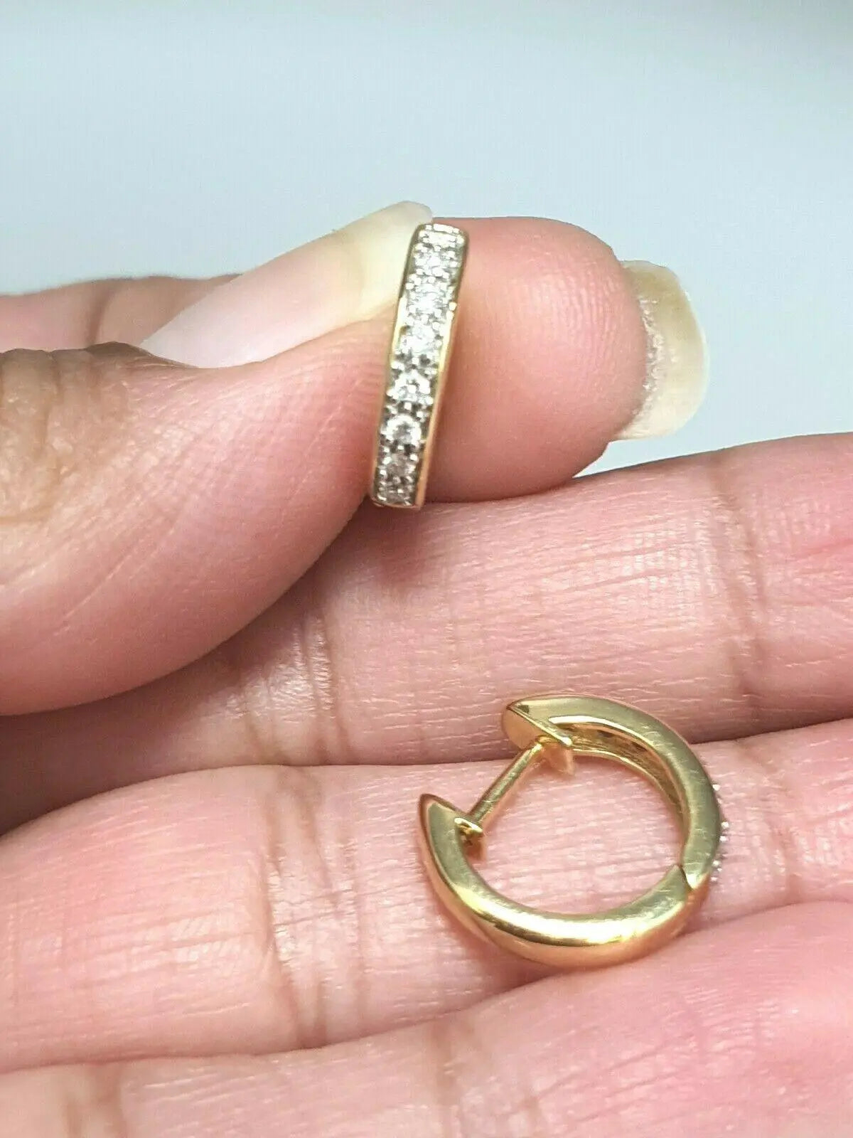 18ct Rose Gold Diamond Set Pair of Hoop Earrings 0.20ct 14mm wide Diamond earring