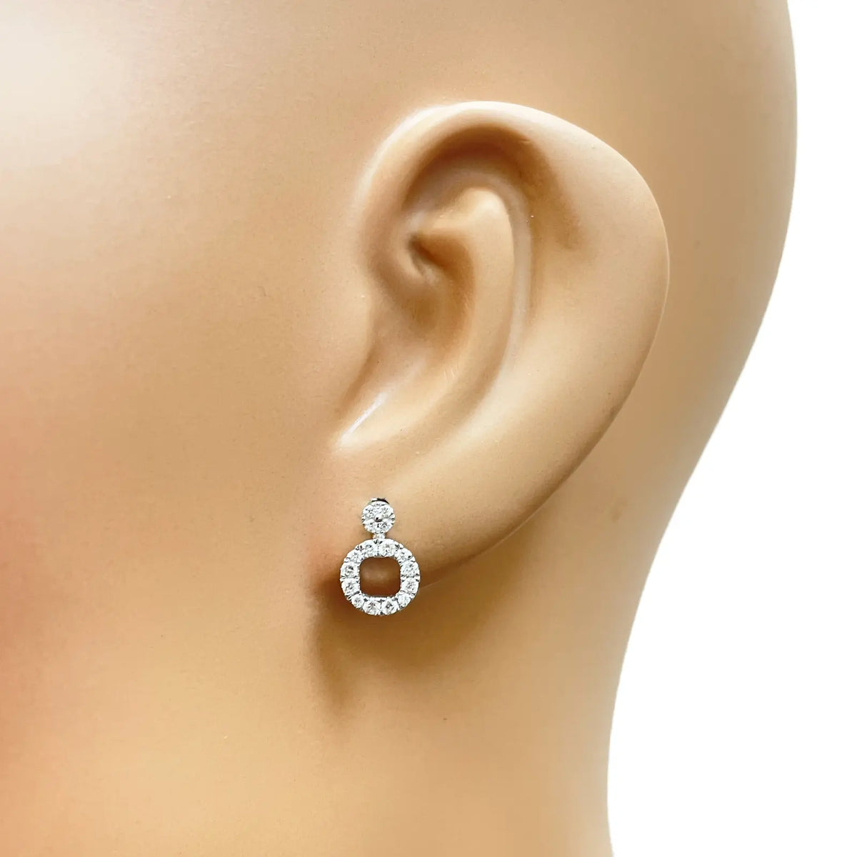 18ct White Gold Natural Diamond Circle of Life Pave Stud Earrings 0.30ct