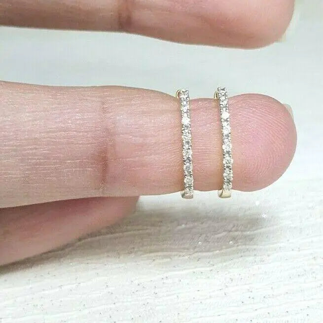 18ct Yellow Gold Diamond Pair of Hoop Earrings 0.08ct Diamond earring