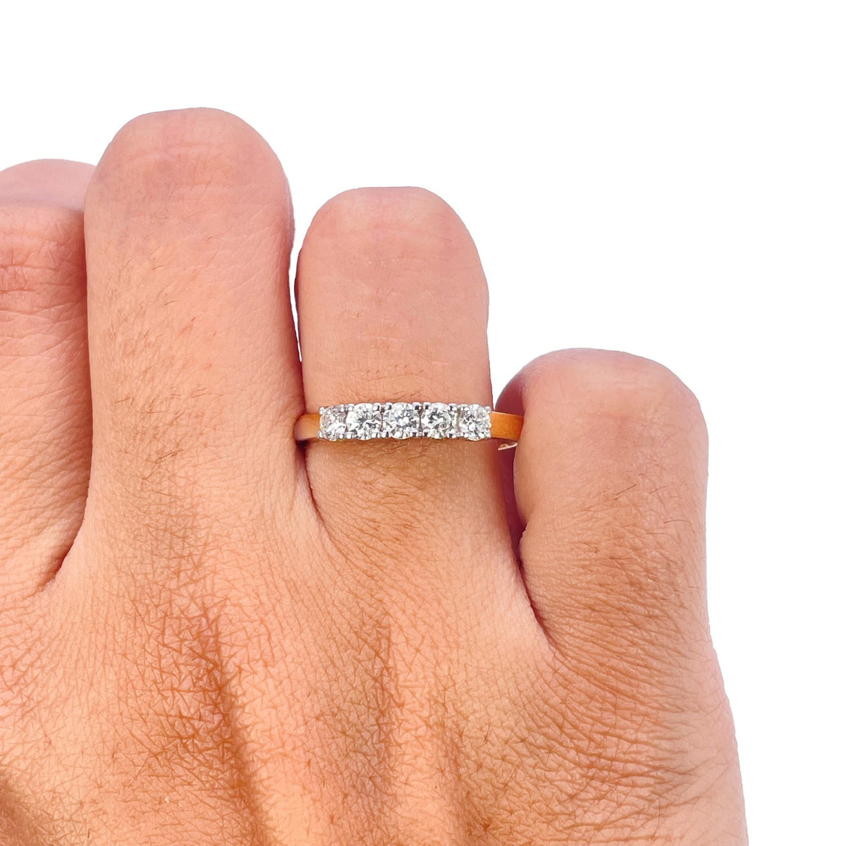 18ct Yellow Gold Natural Diamond Five Stone Ring Claw Set 0.50ct