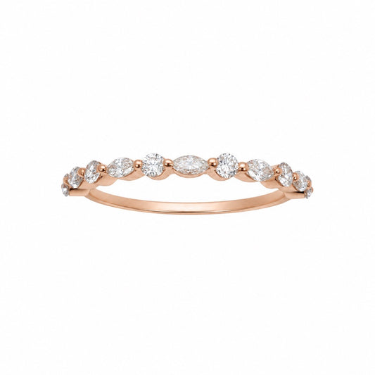 18ct Rose Gold Natural Diamond Round & Marquise Half Eternity 0.40ct