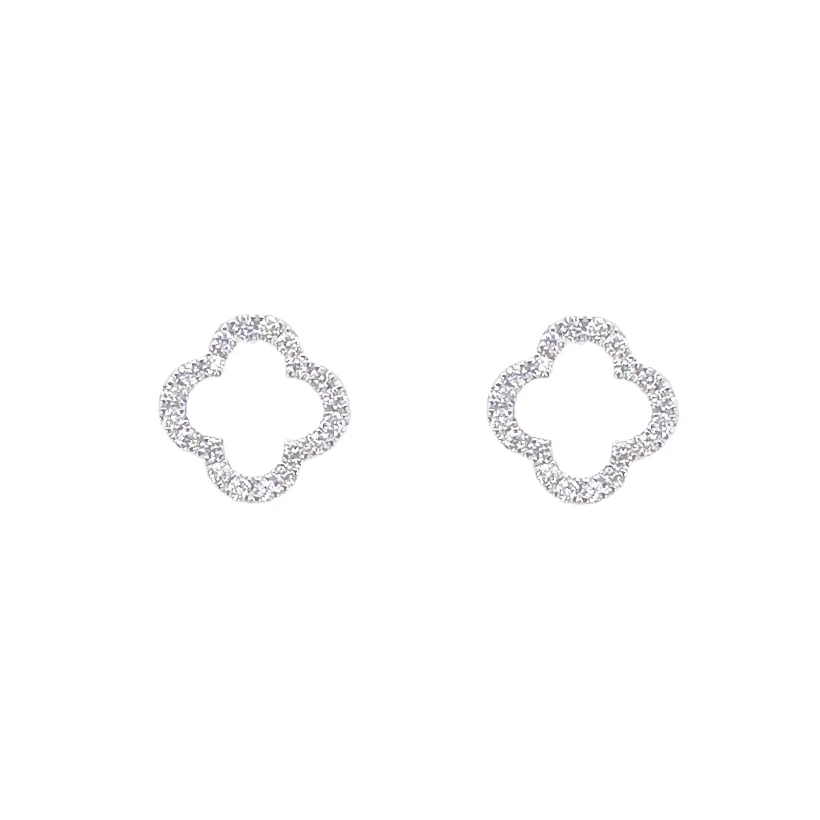 14ct Rose Gold Diamond Clover Cluster Stud Earrings 0.29ct 