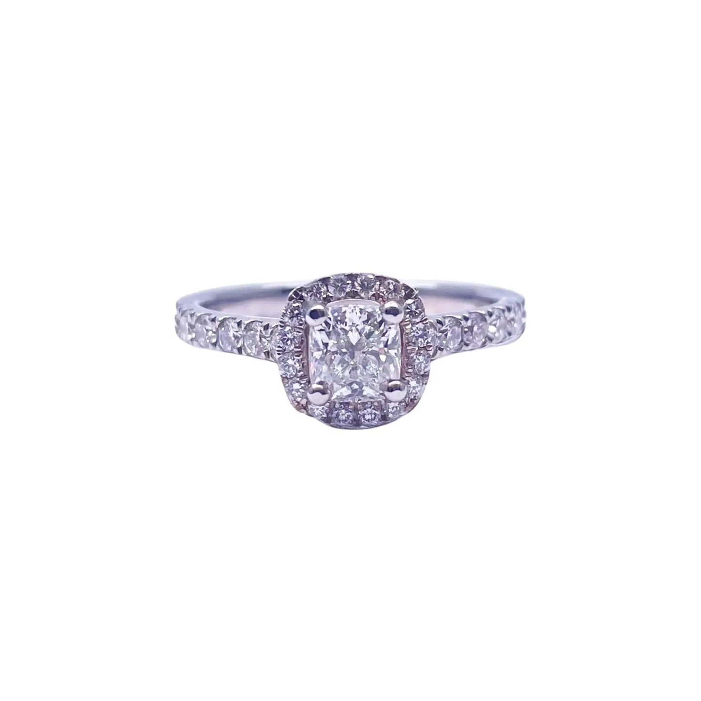 14ct White Gold 4-Claw Cushion Natural Diamond  Engagement Ring 1.28ct  Diamond Ring