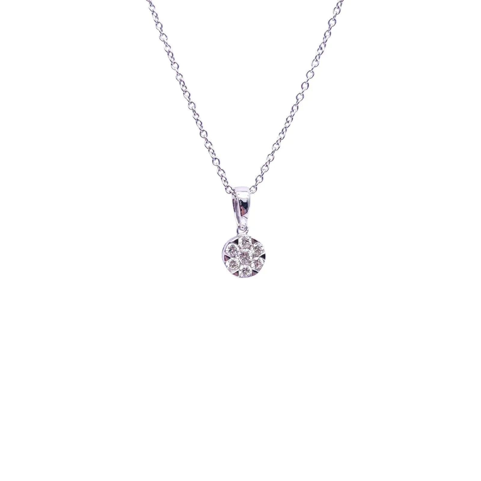 14ct White Gold Diamonds Round Pendant Necklace 0.15ct  Diamond bracelet