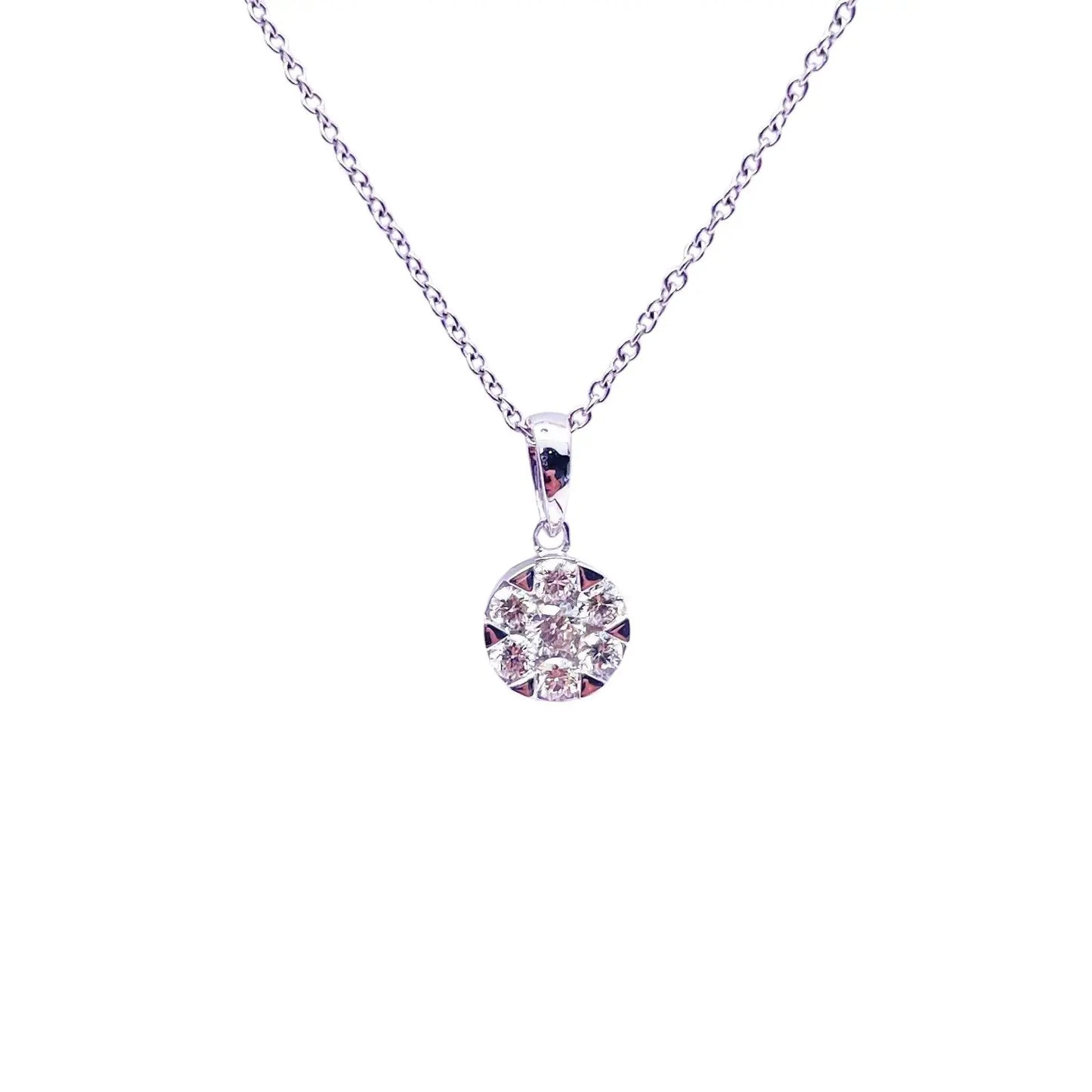 14ct White Gold Diamonds Round Pendant Necklace 0.32ct  Gold Necklace