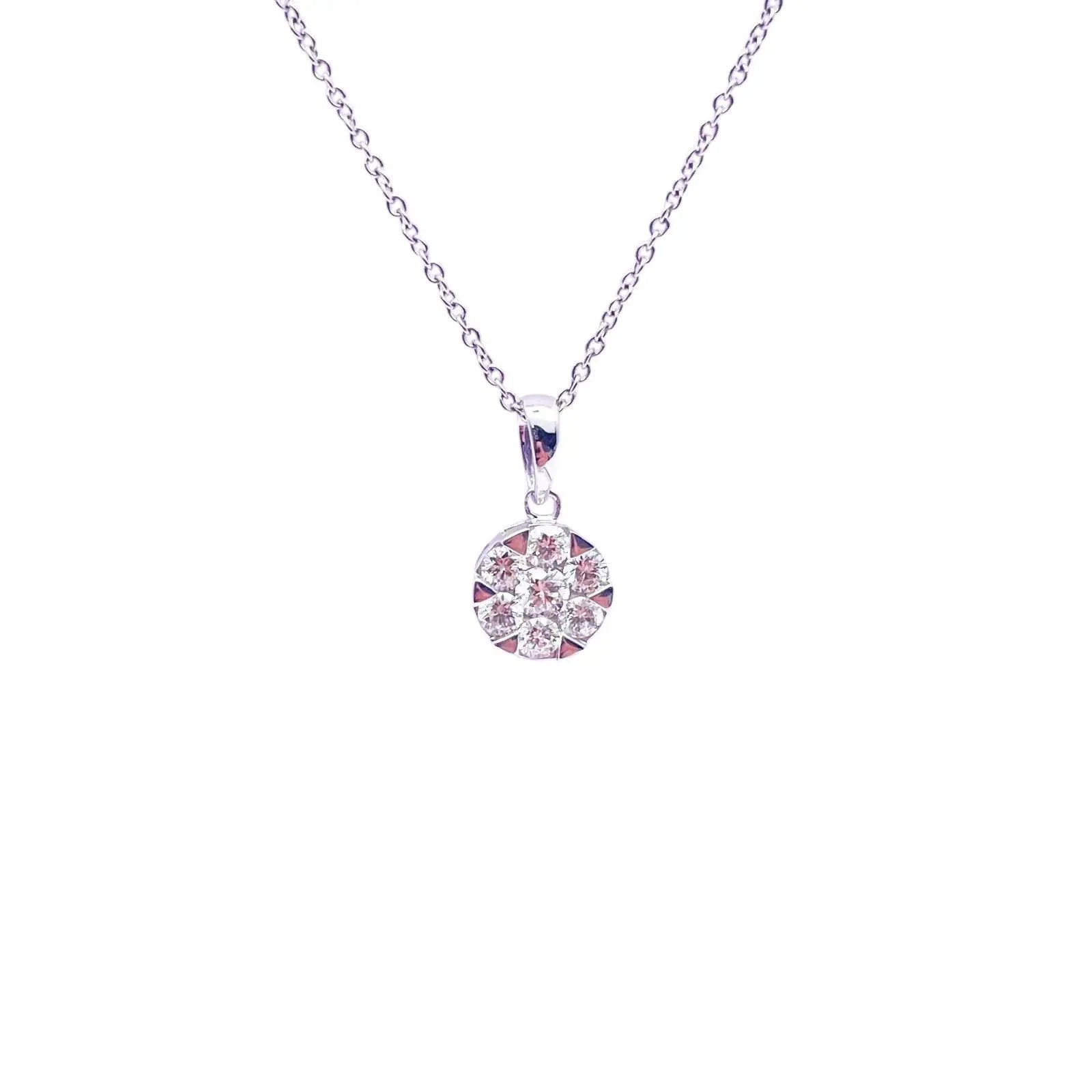 14ct White Gold Diamonds Round Pendant Necklace 0.40ct  Gold Necklace