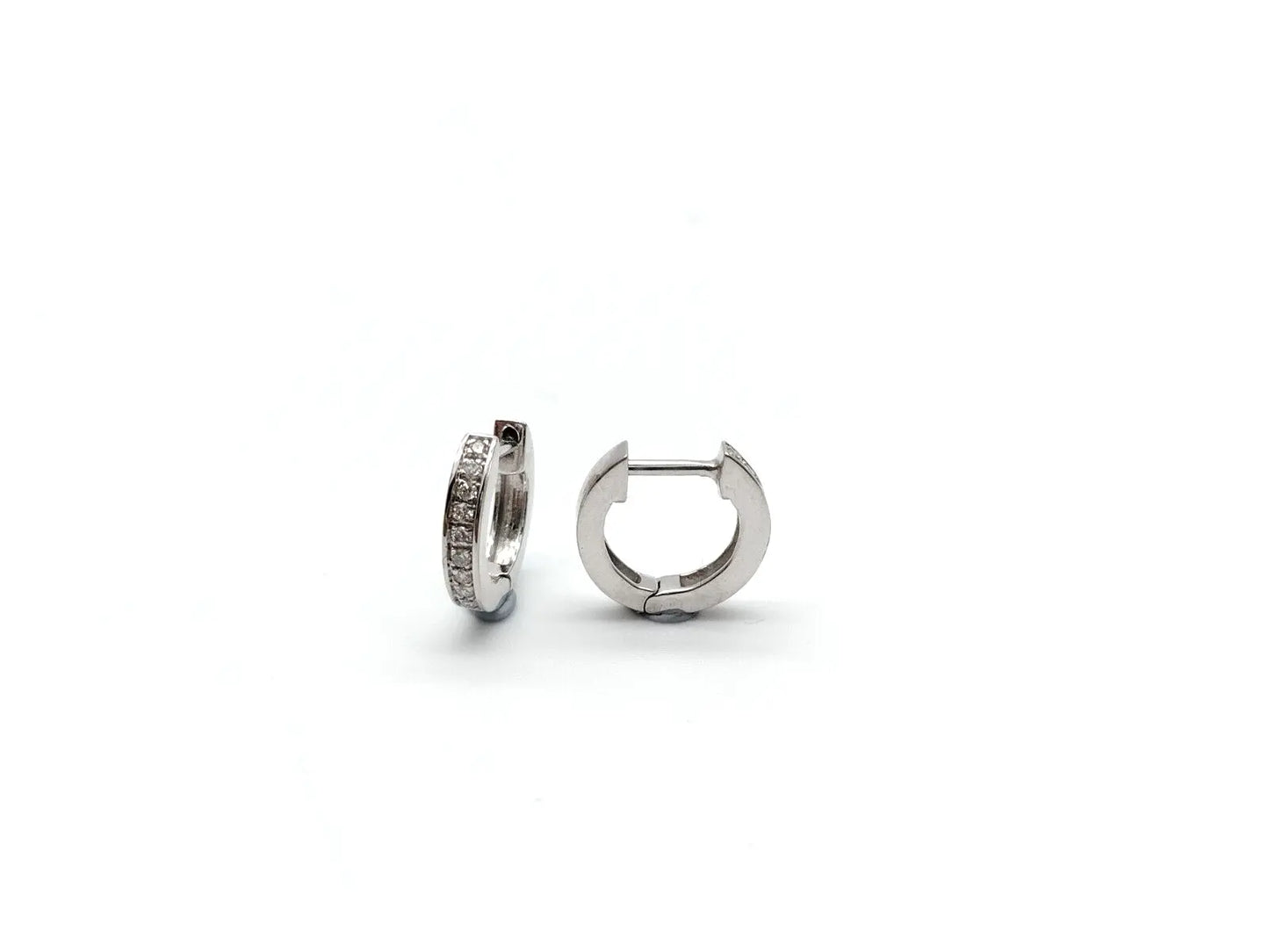 14ct White Gold & Diamond Pair of Mini Huggie Hoop Earrings 0.12ct  Diamond earring