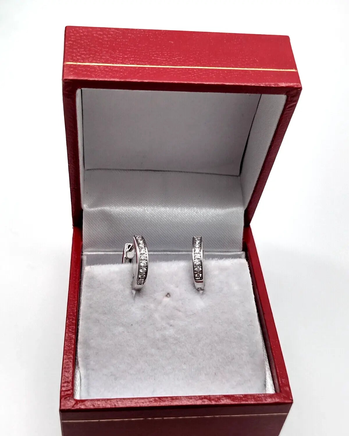 14ct White Gold & Diamond Pair of Mini Huggie Hoop Earrings 0.12ct  Diamond earring