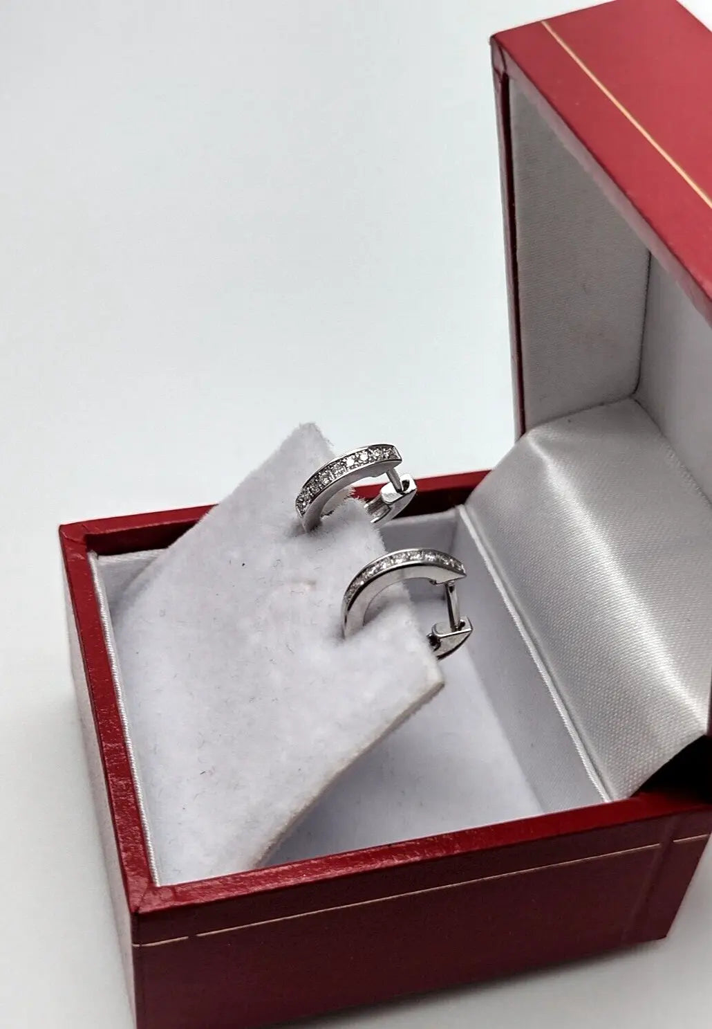 14ct White Gold & Diamond Pair of Mini Huggie Hoop Earrings 0.12ct  Diamond earring