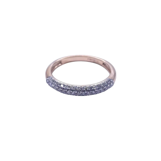 14ct Yellow Gold Diamond 3 Row Dome Shaped Pave Set Ring 0.34ct  Diamond Ring
