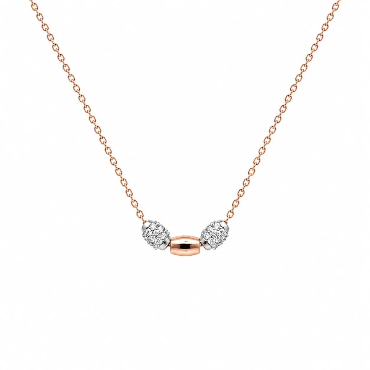 18Carat Rose Gold Diamond Fancy Chain Necklace 0.38 Carats  H/SI 18'' inches  Diamond Necklace