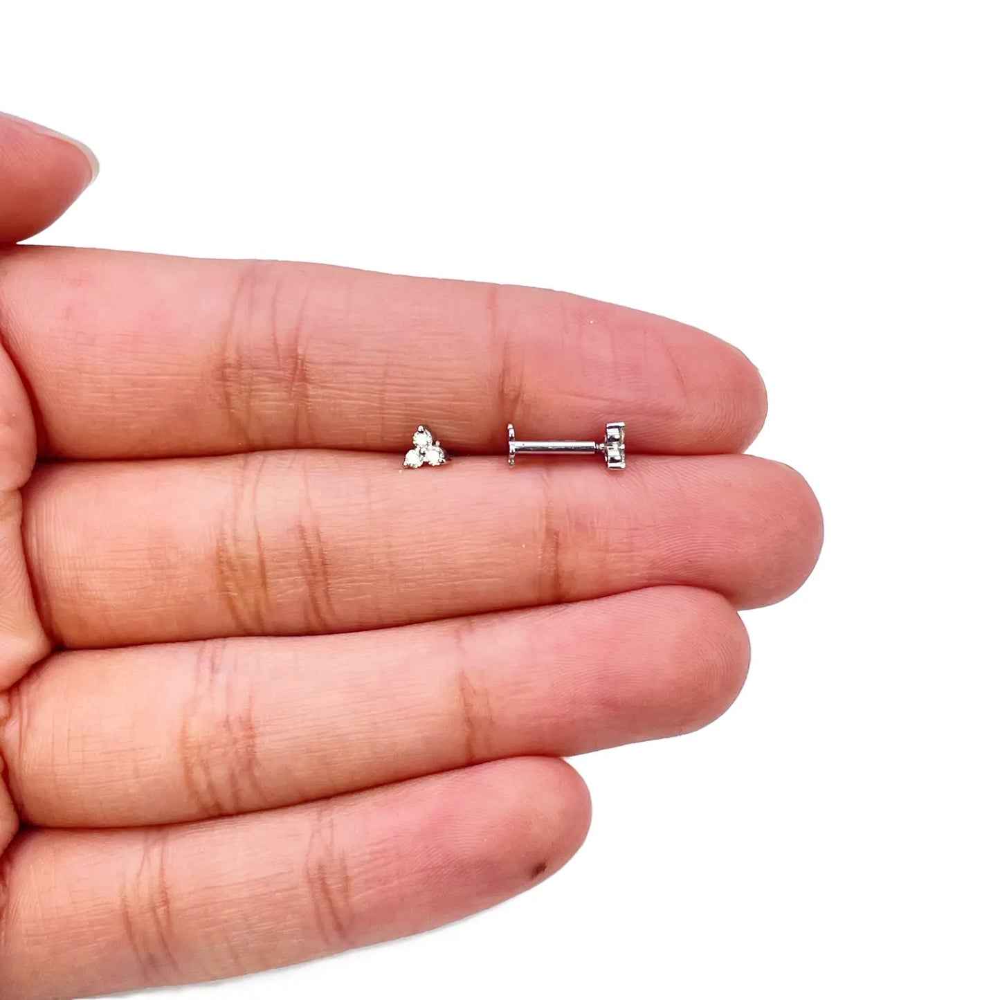 18ct Gold Natural Round Diamond Three Stone Children's Studs Earrings 0.10ct  Diamond Earrings