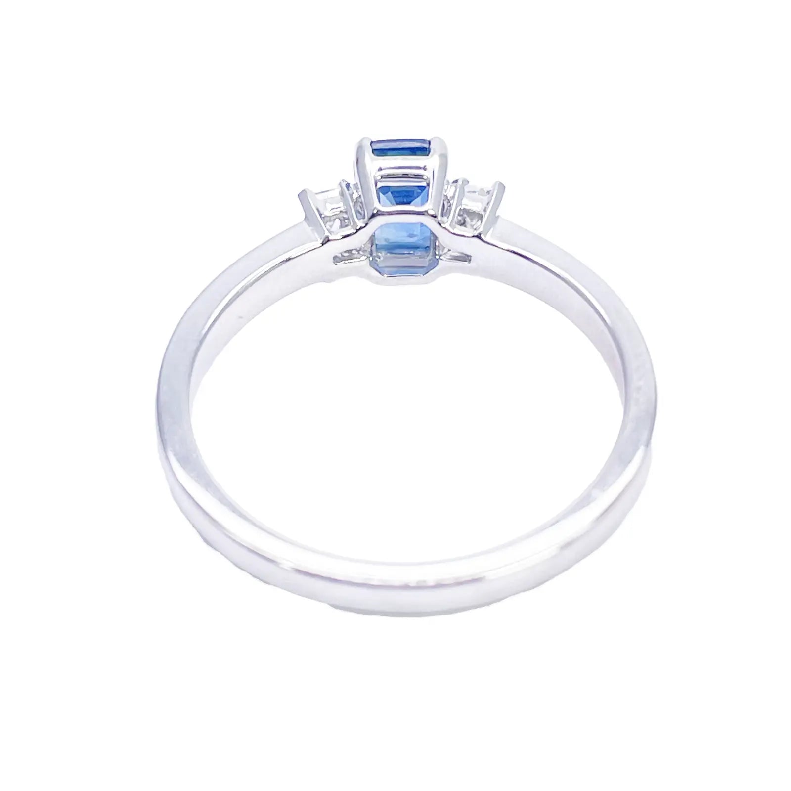 18ct Gold Sapphire Diamond Ring Natural Baguette & Emerald Cut 0.86ct  Diamond Ring