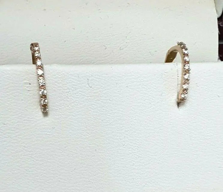 18ct Rose Gold Diamond Pair of Hoop Earrings 0.10ct 1.1mm wide  Diamond earring