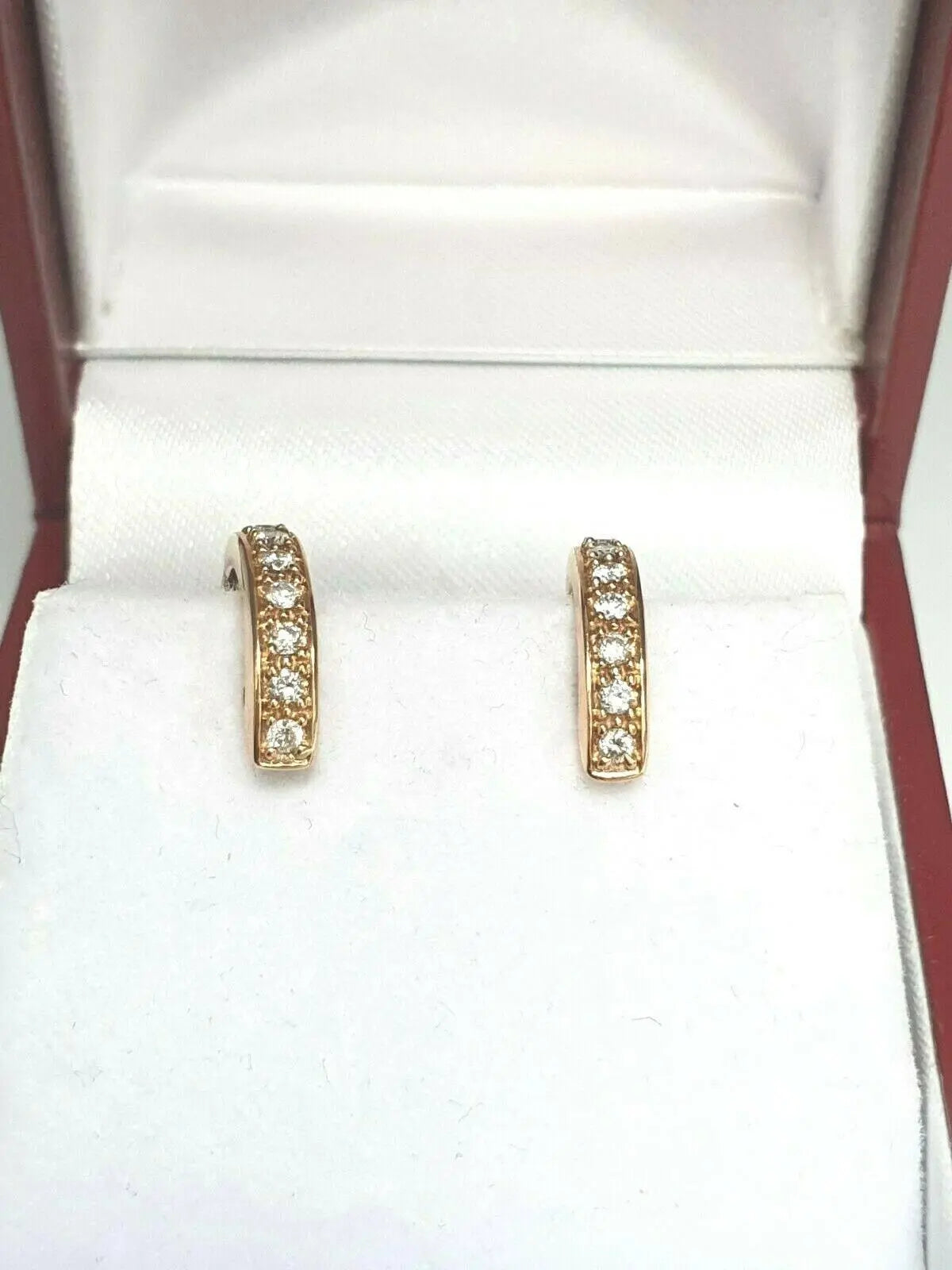 18ct Rose Gold Diamond Set Pair of Hoop Earrings 0.20ct 14mm wide  Diamond earring