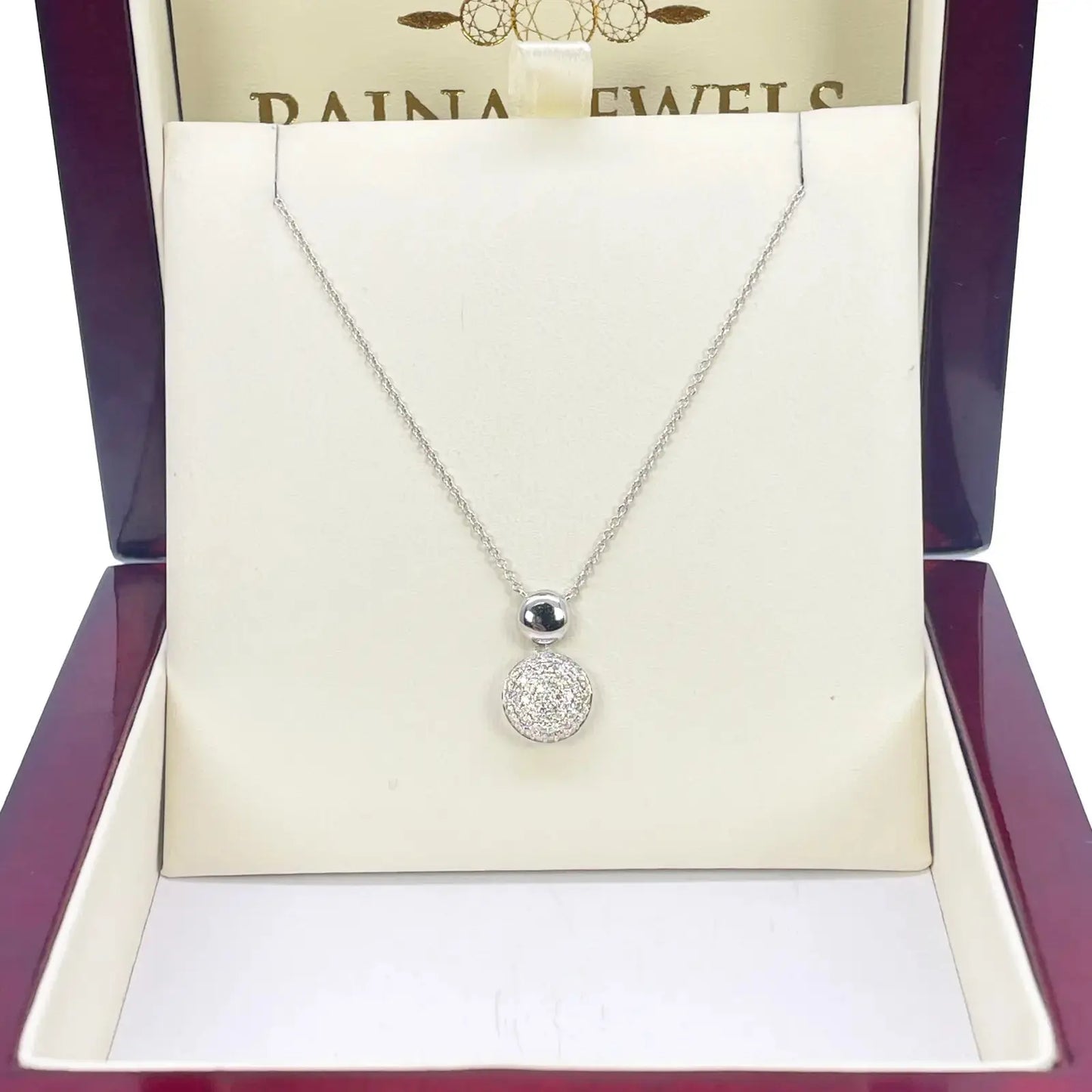 18ct White Gold Diamond Round Necklace Stud Earrings Matching Set 0.58ct 