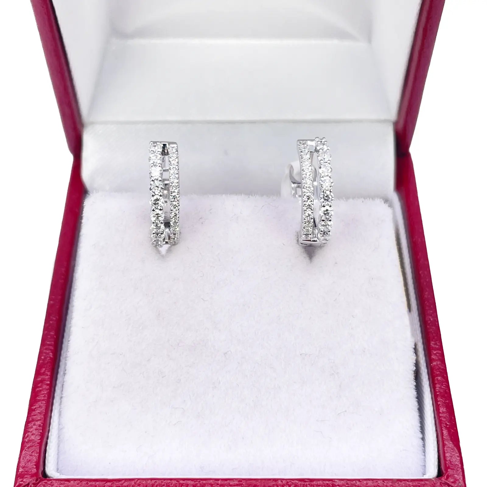 18ct White Gold Natural Diamond 0.37ct Hoop Huggies Earrings 9mm Diameter  Diamond earring