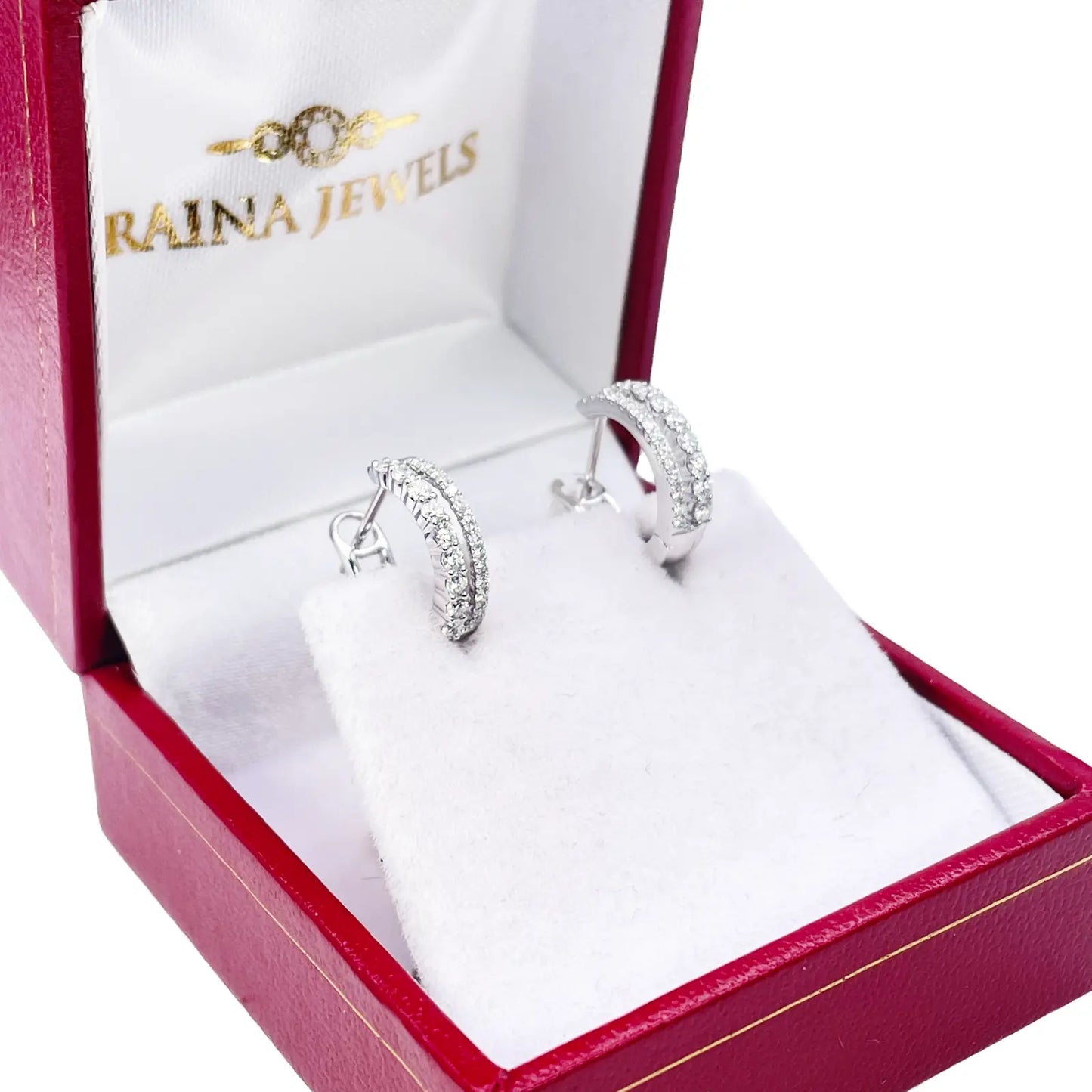 18ct White Gold Natural Diamond 0.37ct Hoop Huggies Earrings 9mm Diameter  Diamond earring