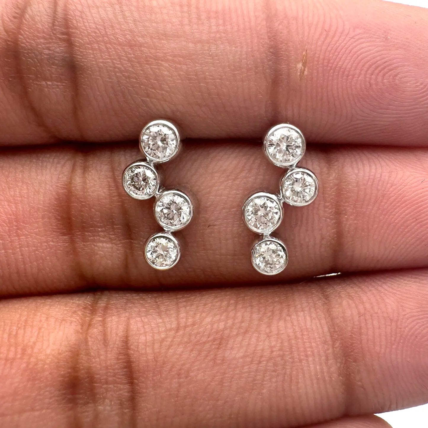 18ct White Gold & Natural Diamond Bubble Drop Earrings 0.65ct  Diamond earring