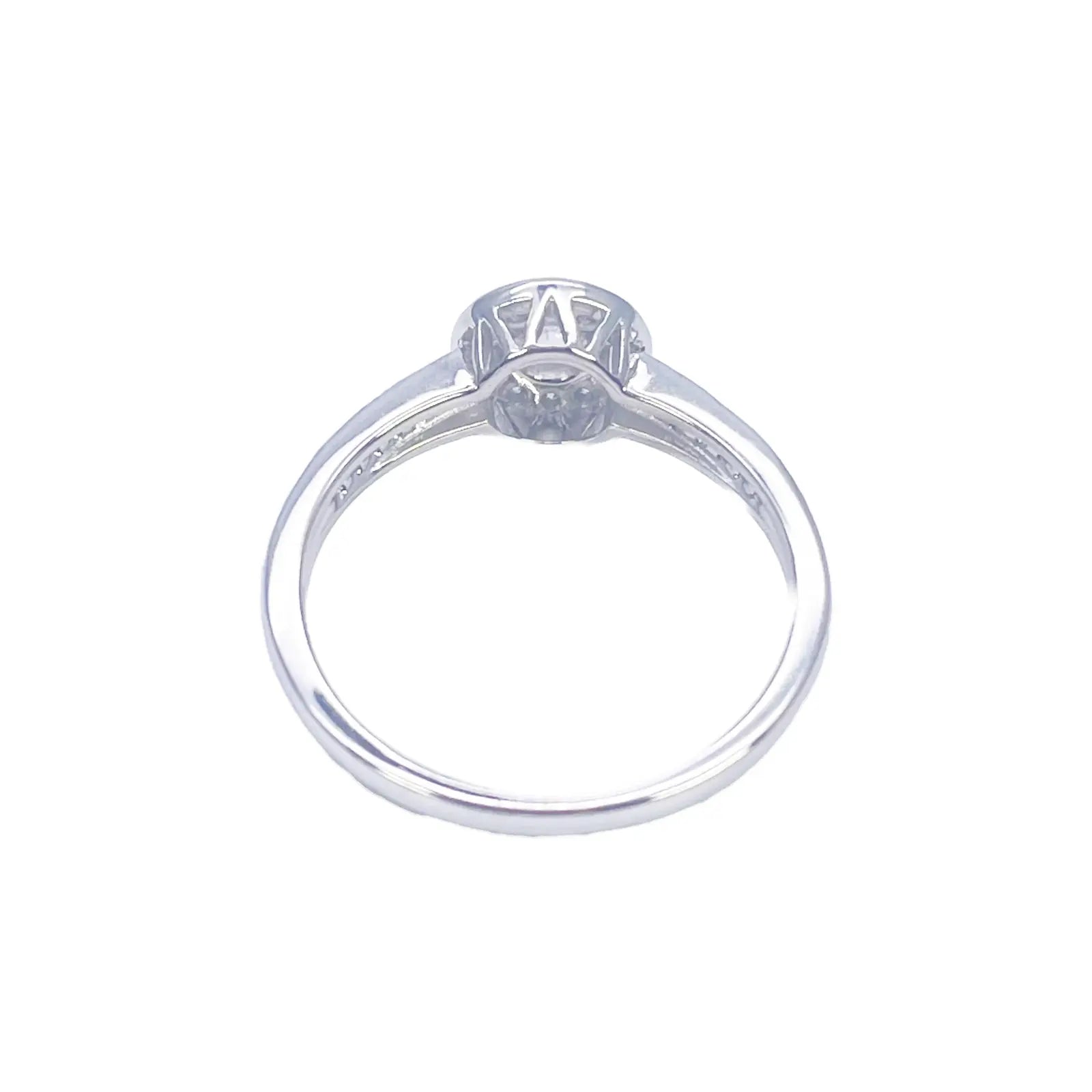 18ct White Gold & Round Natural Diamond Pav� Halo Ring 0.30ct 
