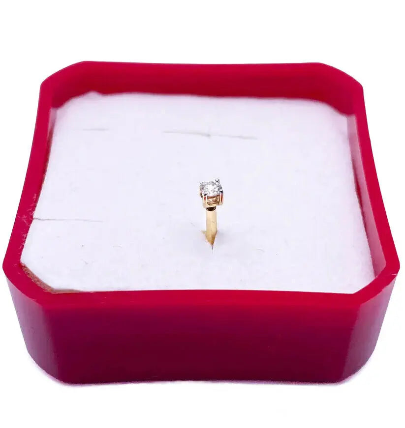18ct White Or Yellow Gold Round Diamond Nose Stud Pin 0.07ct 4 claw 2.6mm  Body Piercings