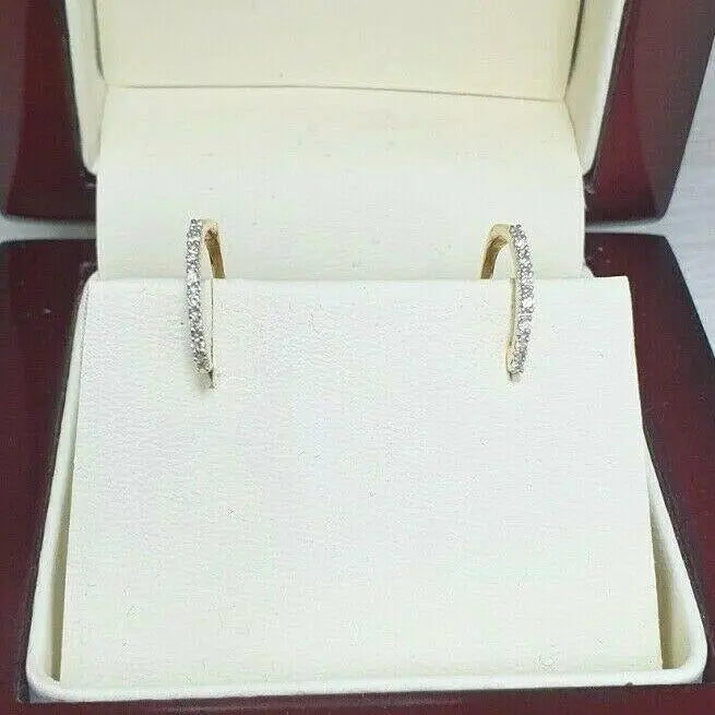 18ct Yellow Gold Diamond Pair of Hoop Earrings 0.08ct  Diamond earring
