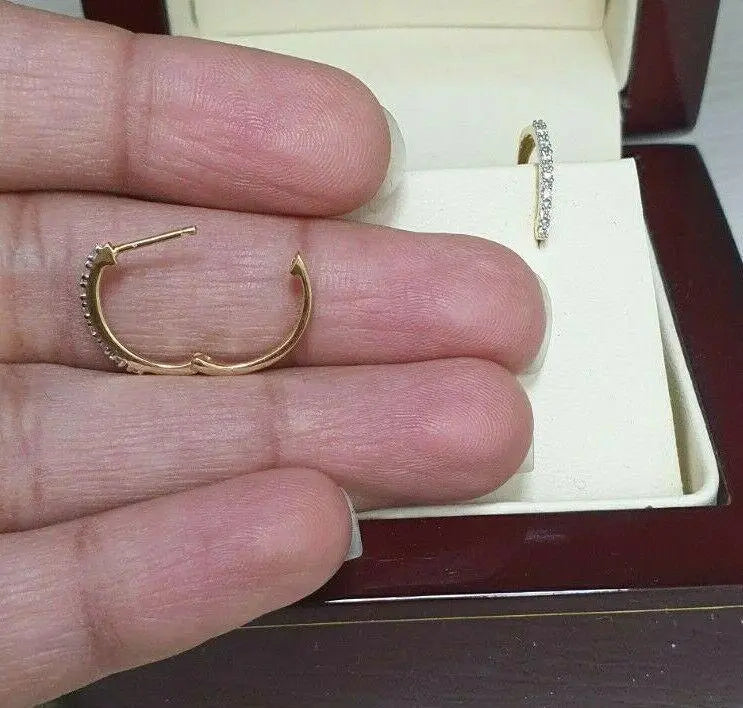 18ct Yellow Gold Diamond Pair of Hoop Earrings 0.08ct  Diamond earring