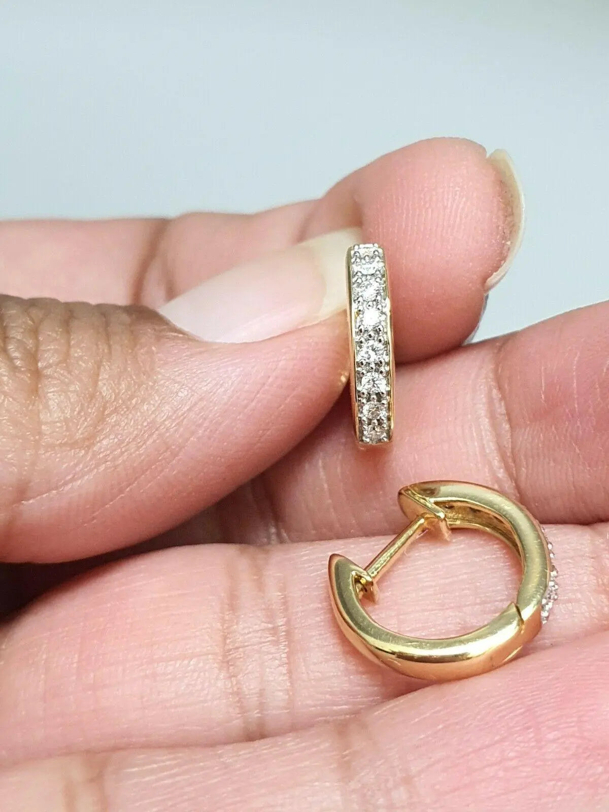 18ct Yellow Gold Diamond Pair of Hoop Earrings 0.20ct 14mm wide  Gold earring