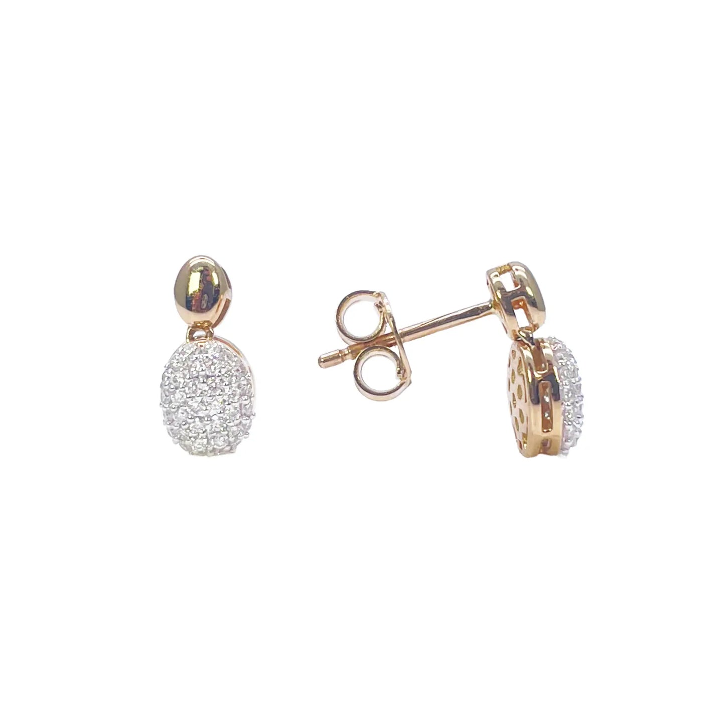 18ct Yellow Gold Natural Diamond Oval Drop/Dangle Stud Earrings 0.30ct  Diamond earring