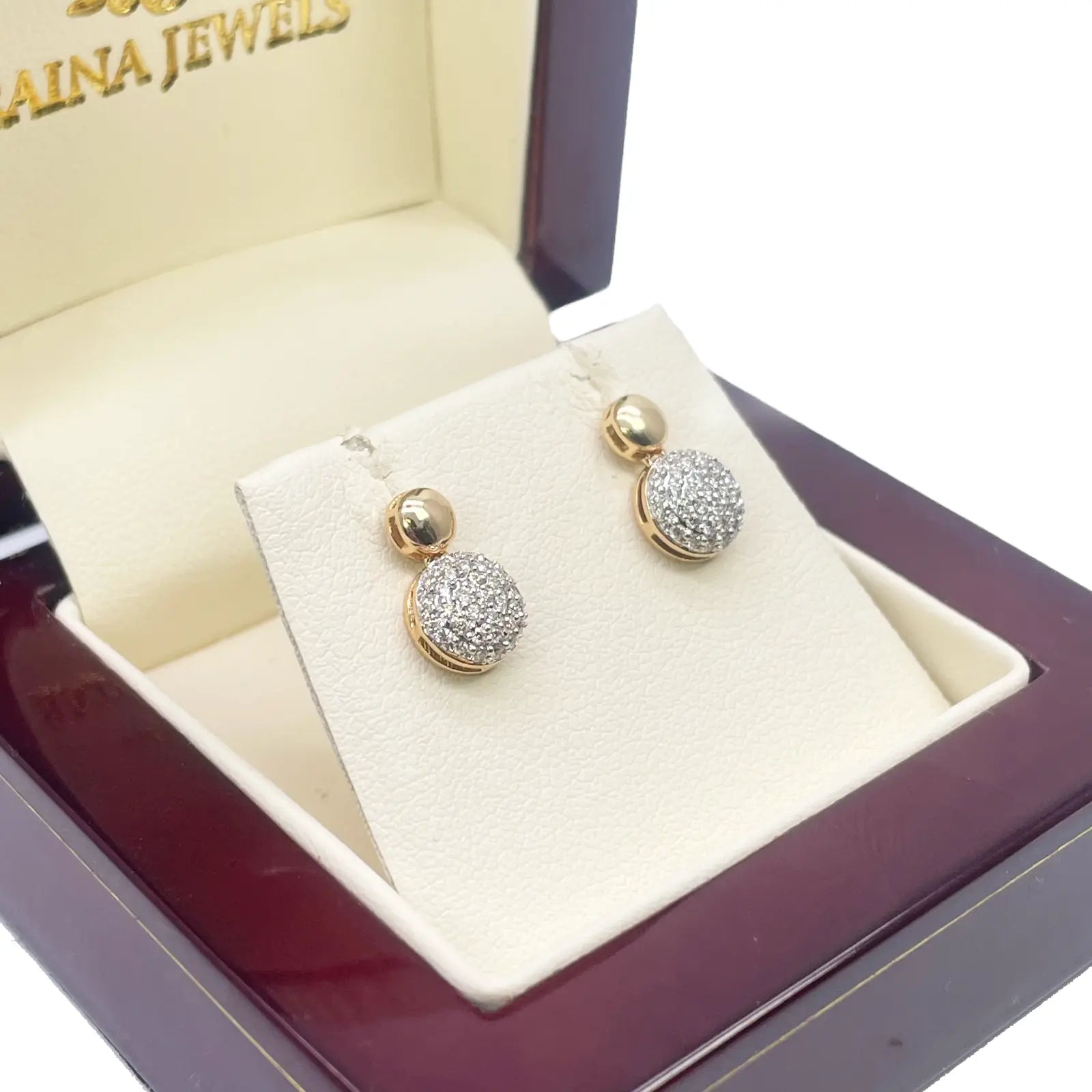 18ct Yellow Gold Natural Diamond Oval Drop/Dangle Stud Earrings 0.30ct  Diamond earring
