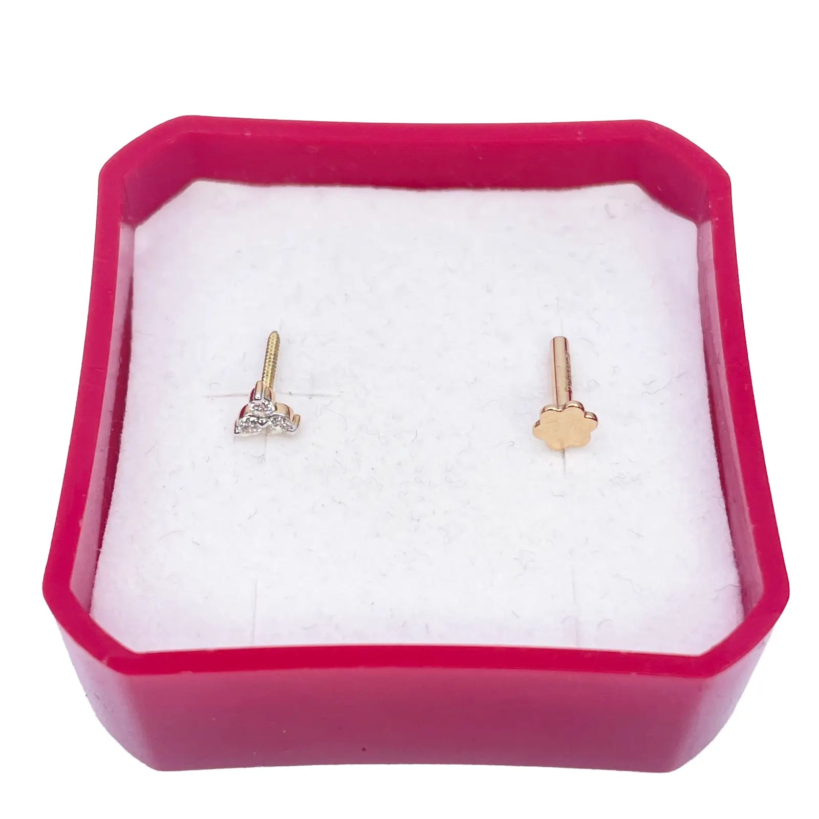 18ct Yellow Gold Natural Round Diamond Three Stone Nose Stud 0.05ct  Diamond Nose Stud