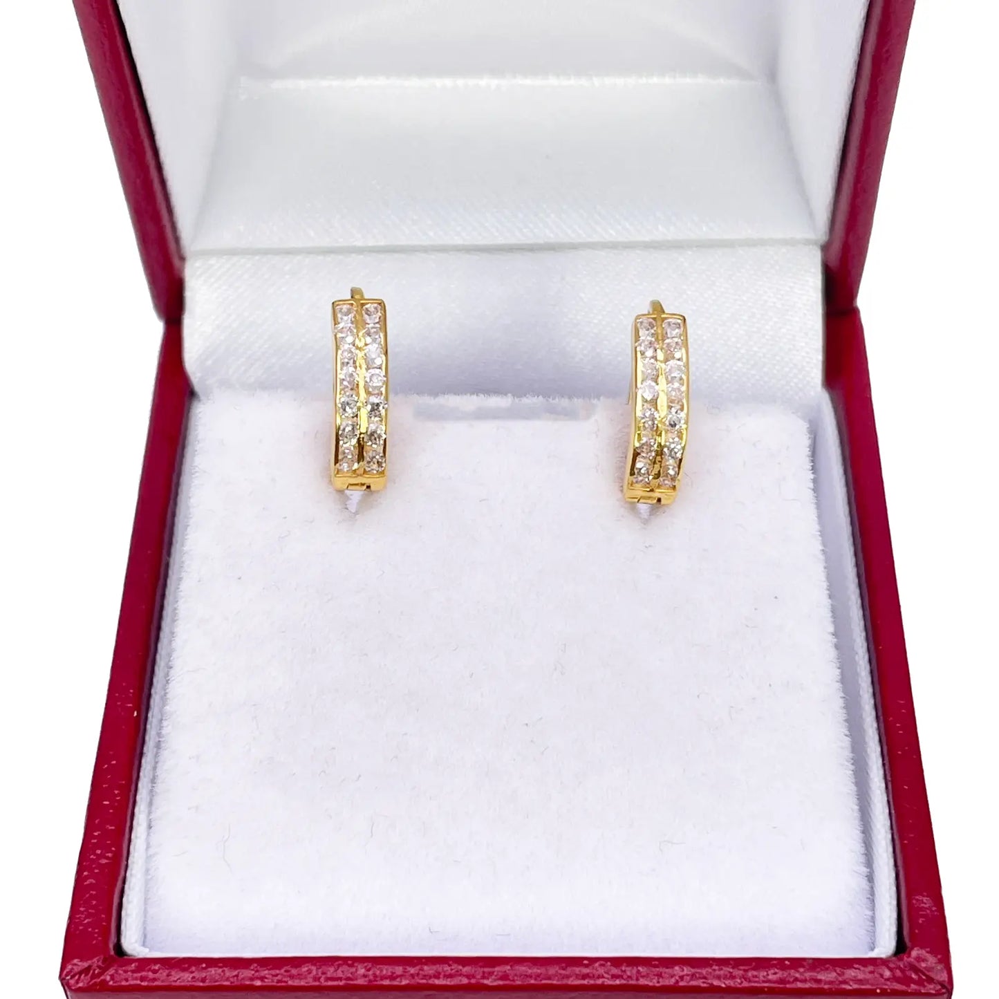 18ct Yellow Gold Pair Of Two Row Oval Hoop Huggie Earrings 5.3mm Diameter  Gold earring