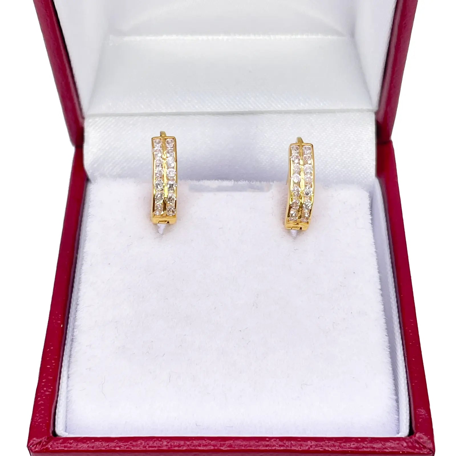 18ct Yellow Gold Pair Of Two Row Oval Hoop Huggie Earrings 5.3mm Diameter  Gold earring