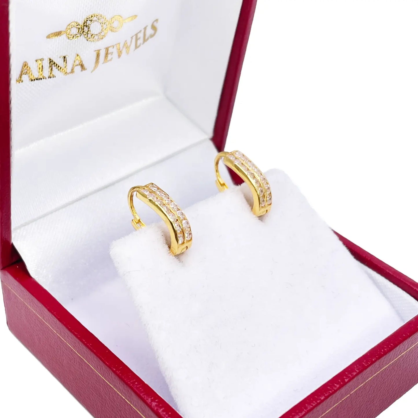 18ct Yellow Gold Pair Of Two Row Oval Hoop Huggie Earrings 5.3mm Diameter  Gold earring