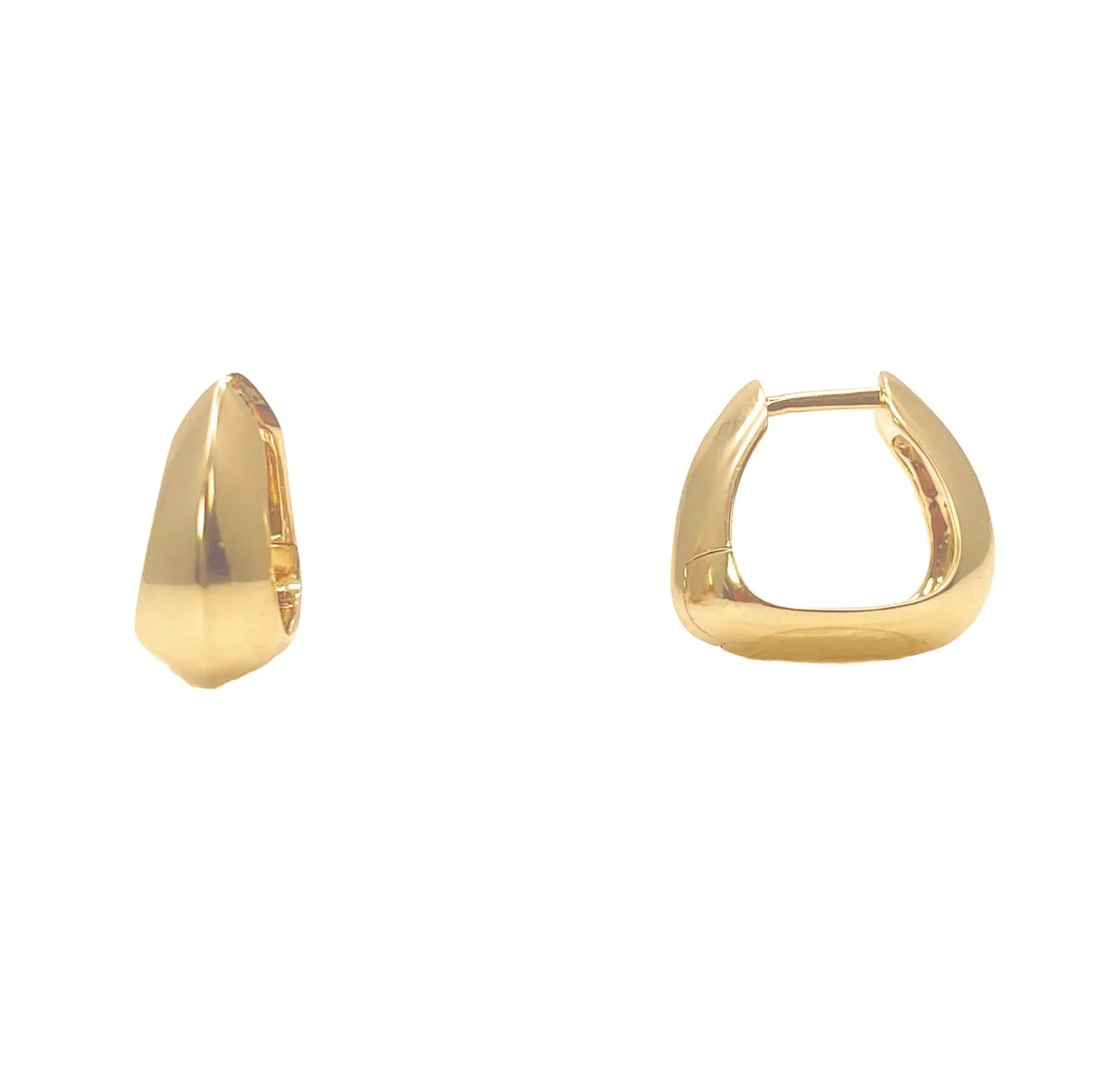 18ct Yellow Gold  Square Hoop Huggie High Polished Minimalist Chic Earrings  Gold earring