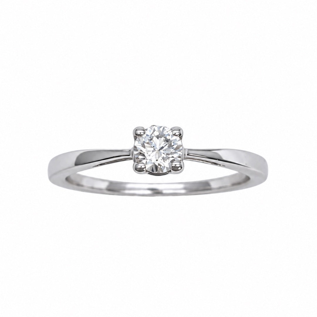 18ct white gold classic 4-claw diamond solitaire ring, 0.25ct natural round diamond
