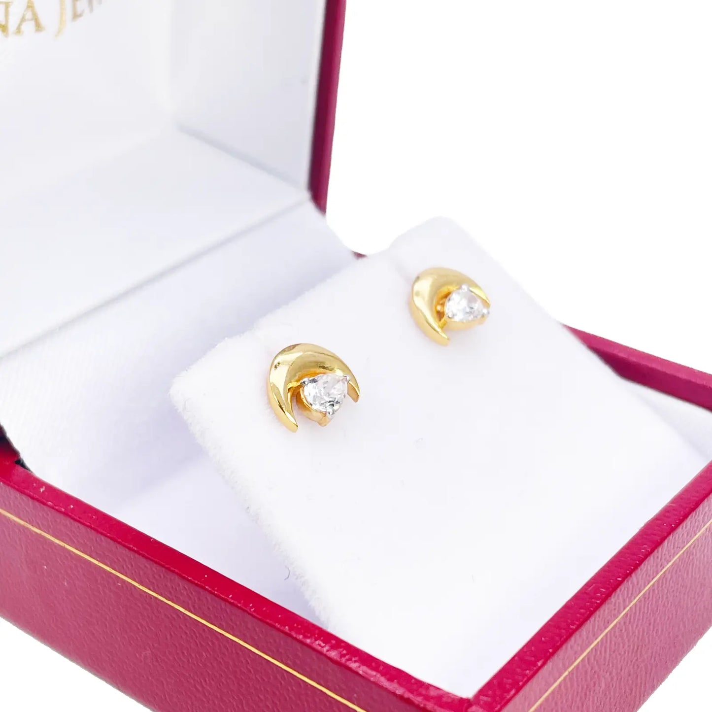 22ct Gold Crescent Moon & Pear Stud Earrings - 6.5x7.5mm  Gold earring
