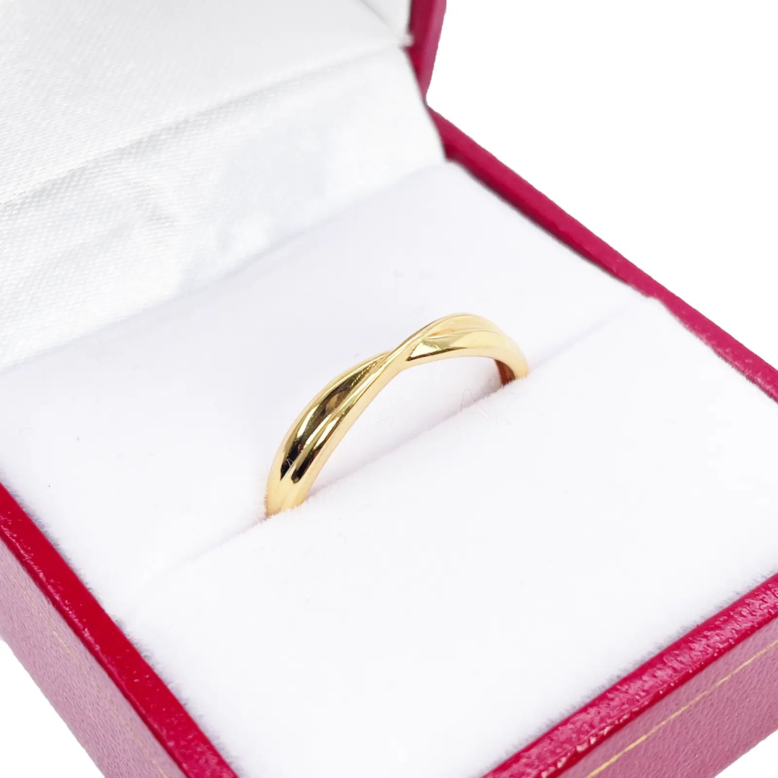 22ct Gold Criss Cross Minimalist Ring High Polished 3 mm Width Size N 