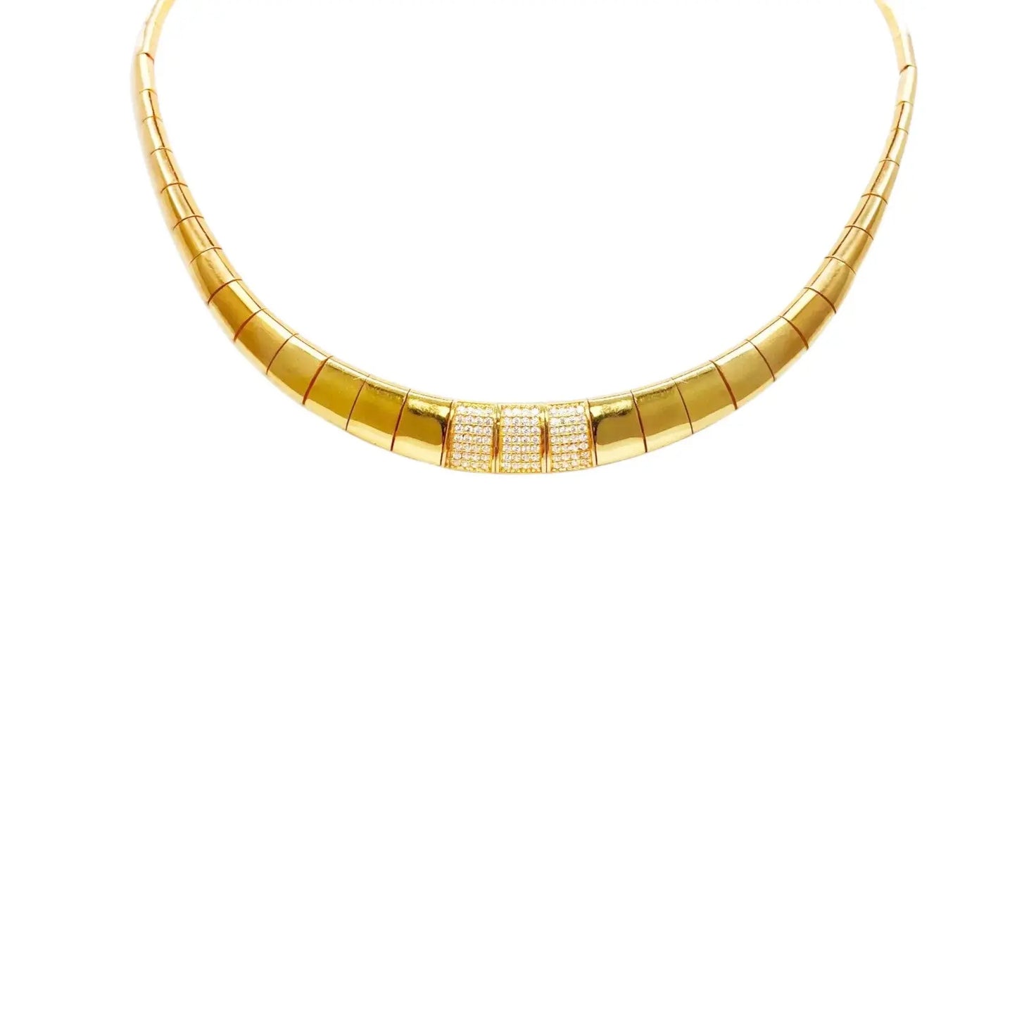 22ct Gold Cubic Zirconia Choker Necklace High Polished 15 Inches 8.8mm Width  Gold Necklace