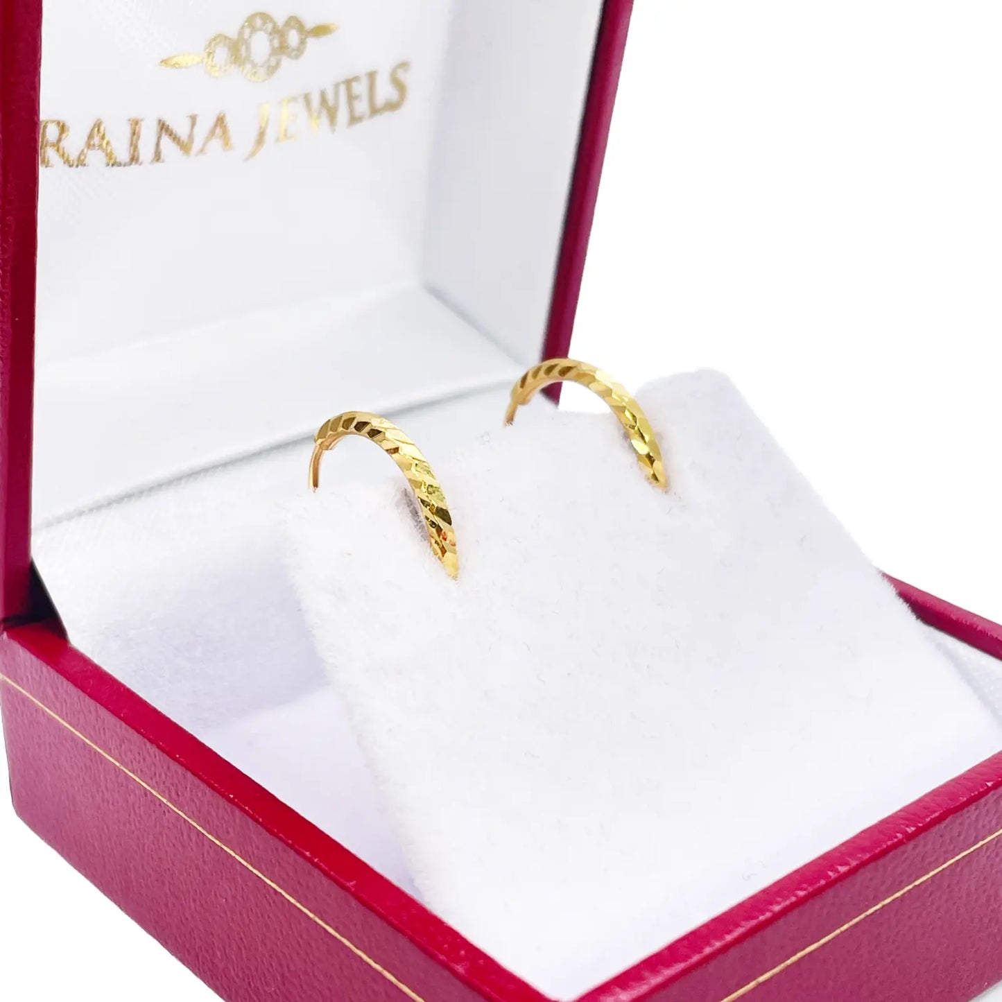 22ct Gold Hoops Diamond Cut High Polished Earrings 10.5mm Diameter  Gold earring