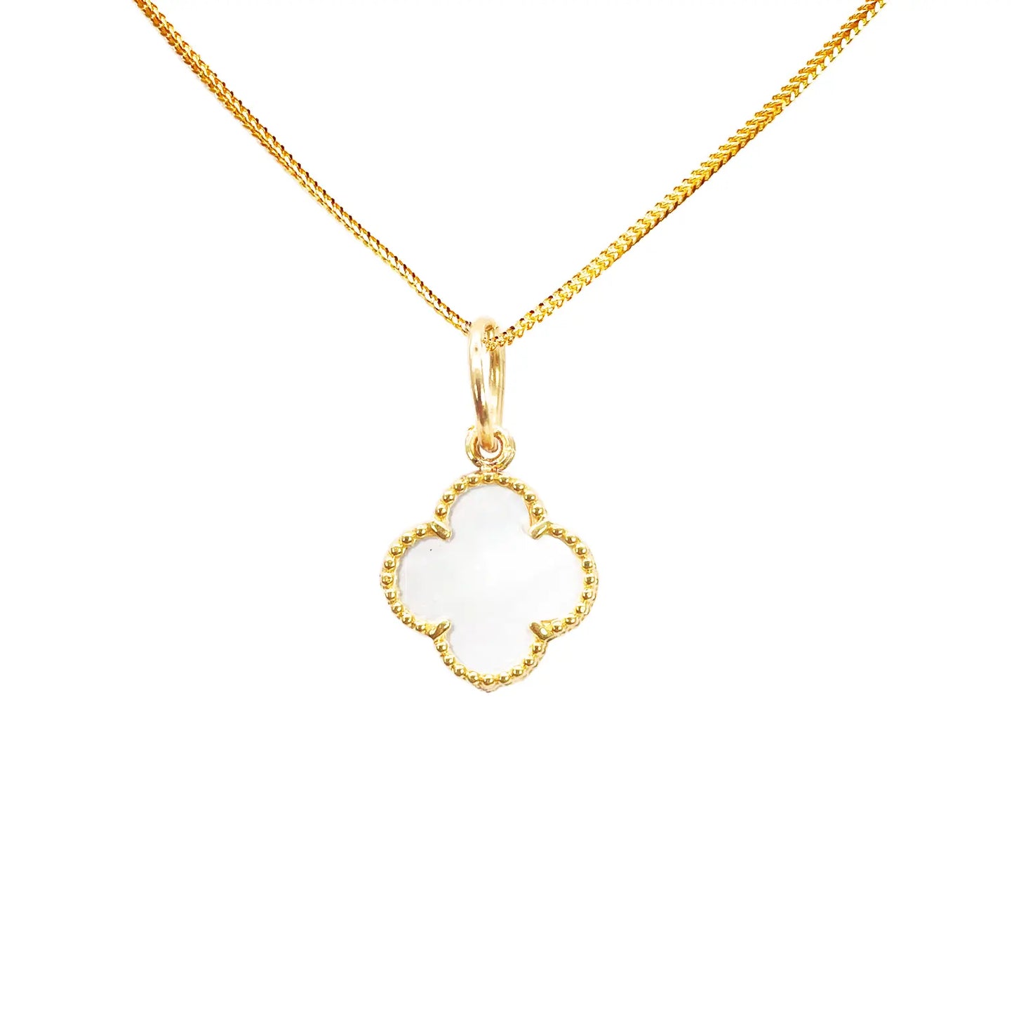 22ct Gold Mother Of Pearl Clover Pendant - 13mm Width 