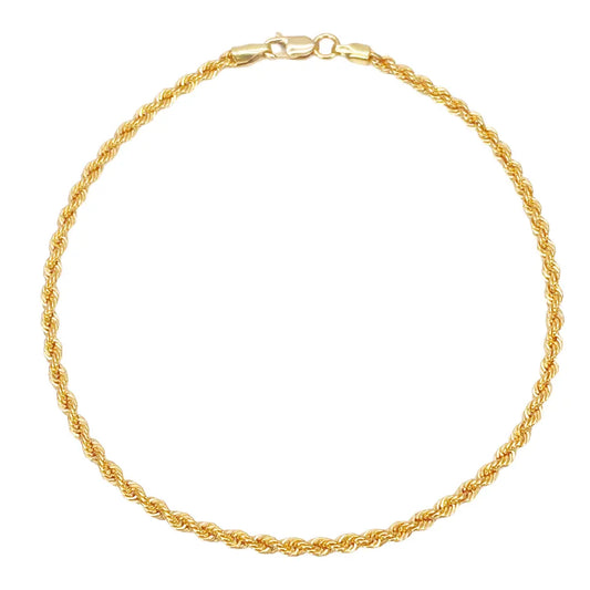 22ct Gold Rope Chain Bracelet Lightweight 7 Inches 2.2 mm  Gold Bracelet