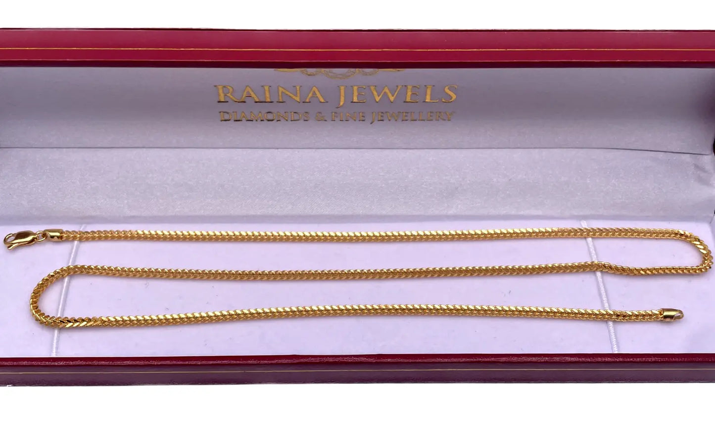 22ct Yellow Gold Braided FoxTail Chain Necklace 22 