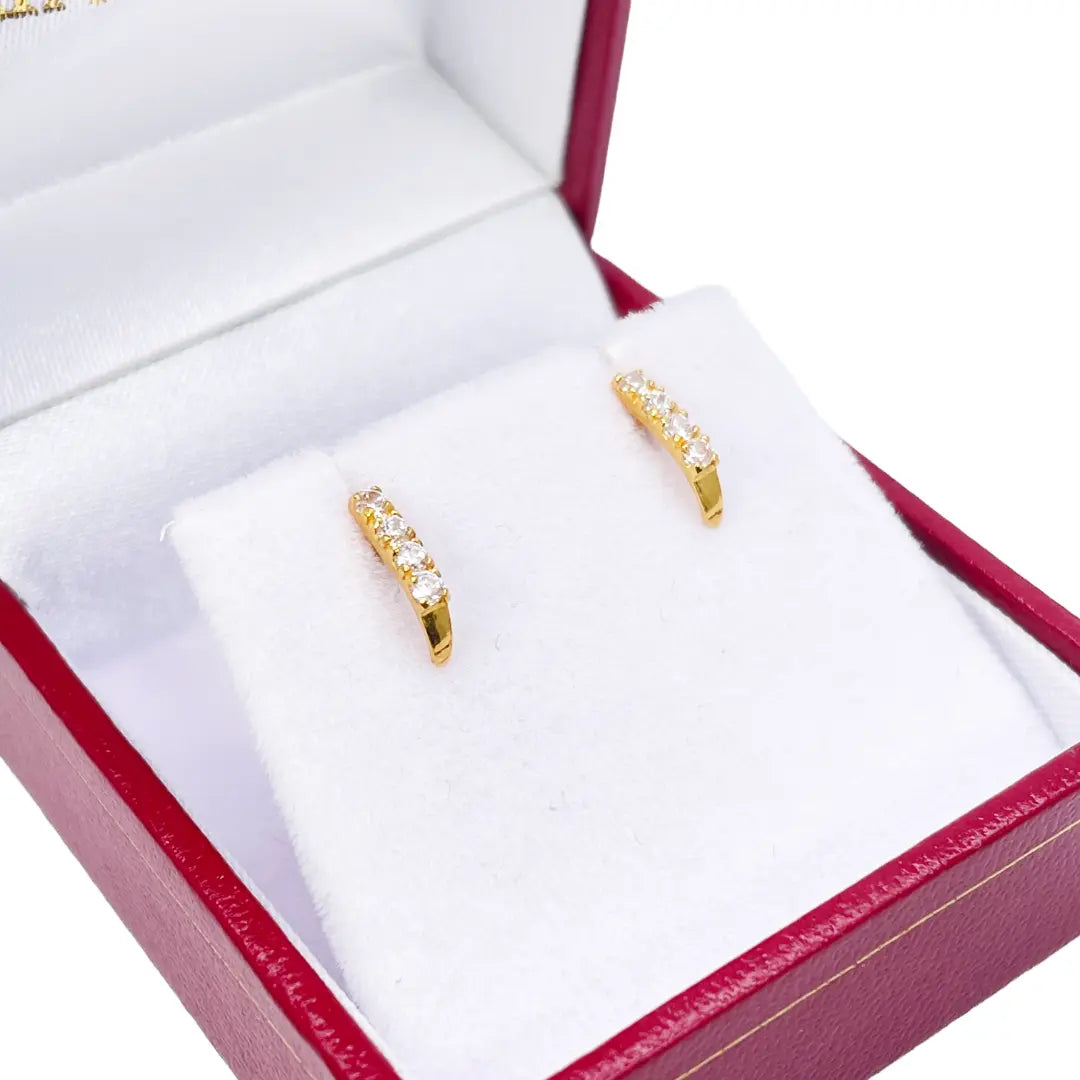 22ct Yellow Gold Four Stone Half Hoop Children's Earrings 9.6mm 