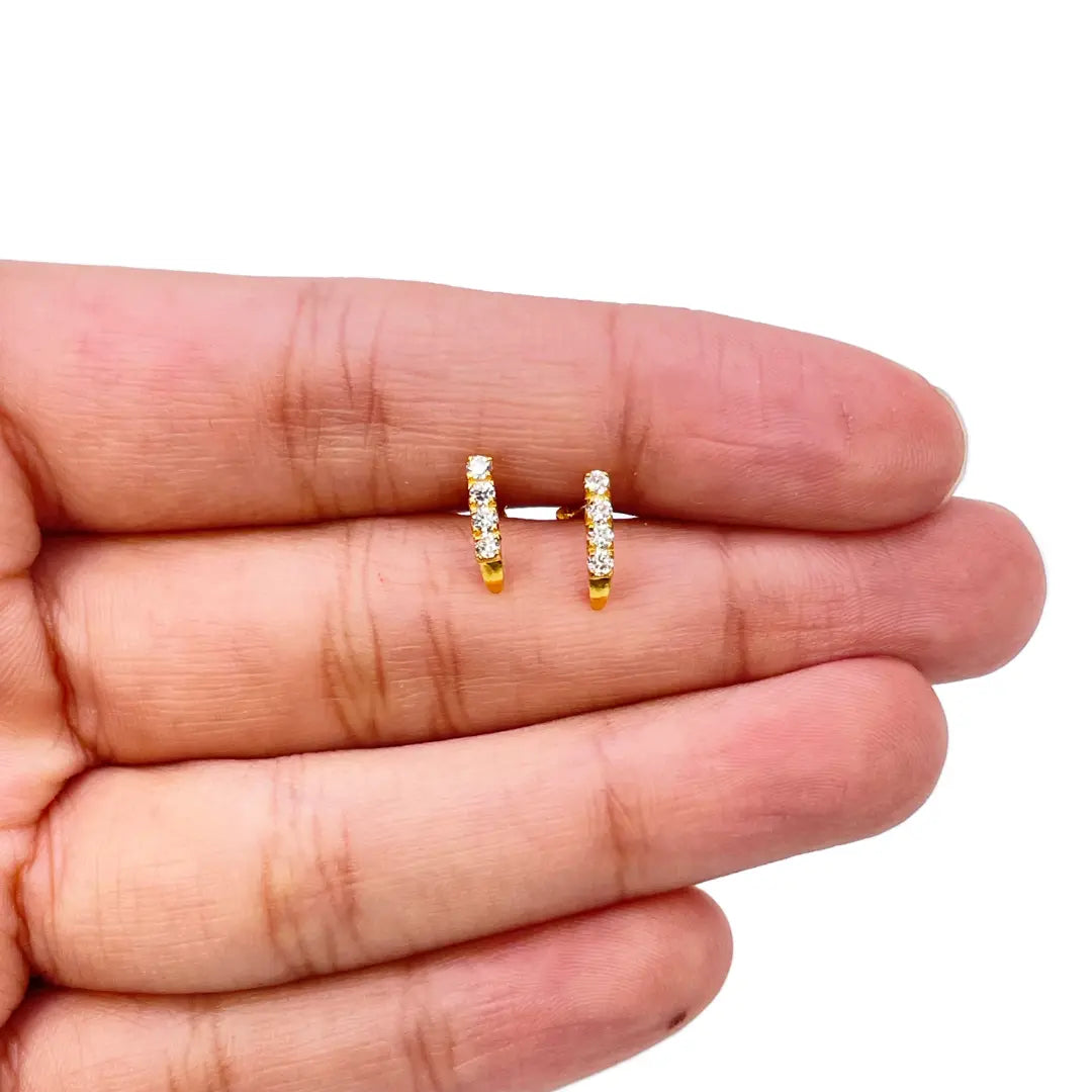 22ct Yellow Gold Four Stone Half Hoop Children's Earrings 9.6mm 