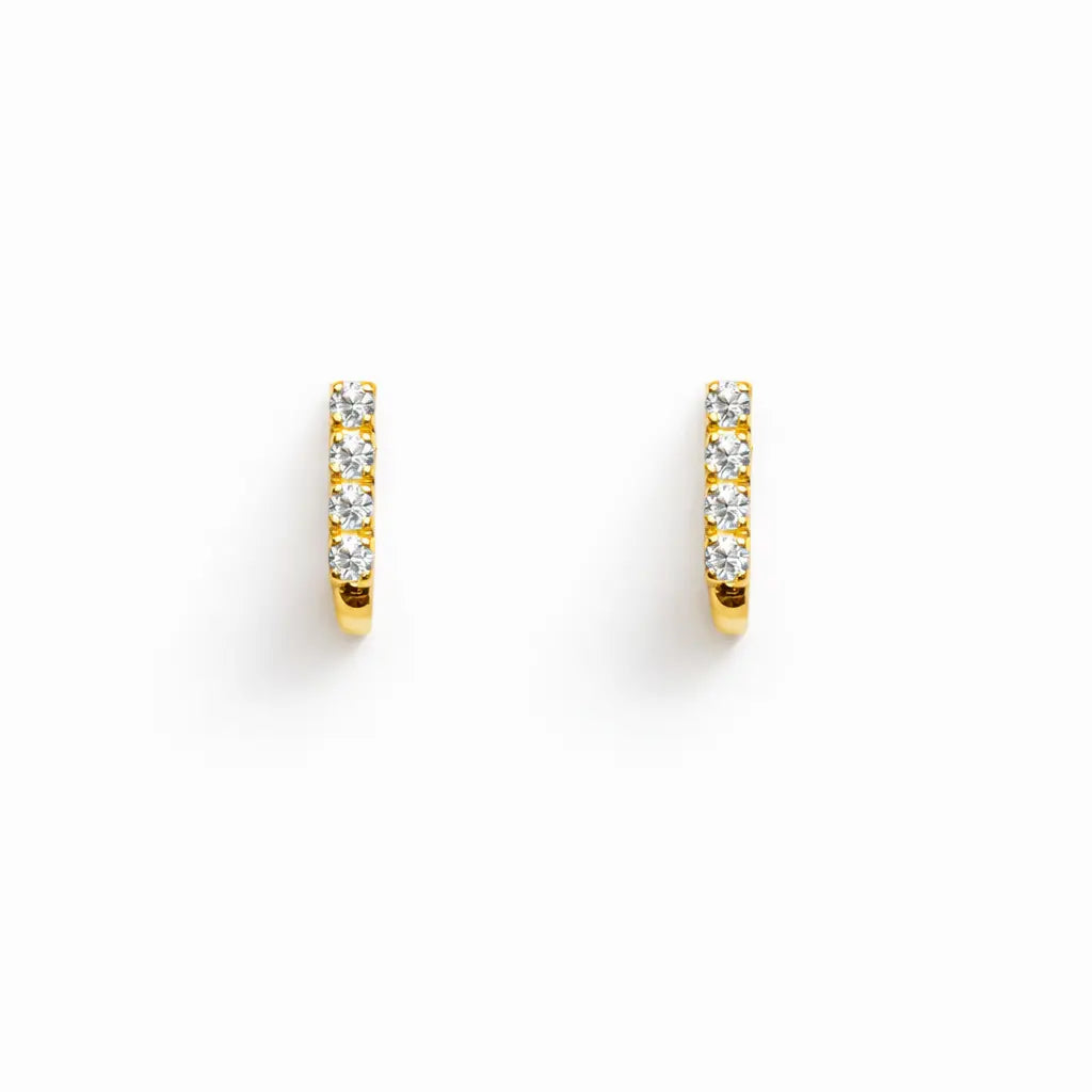 22ct Yellow Gold Four Stone Half Hoop Children's Earrings 9.6mm  Children's gold earring