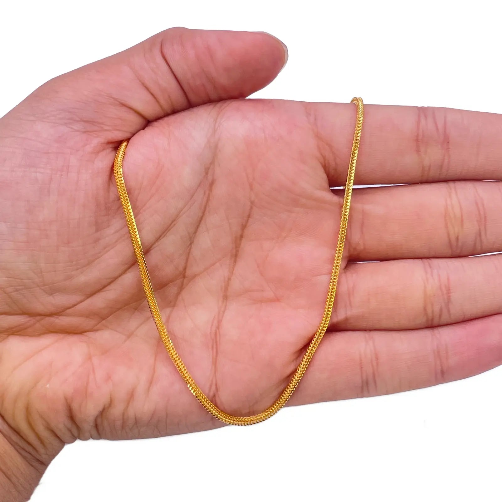 22ct Yellow Gold Foxtail Dragon Chain Necklace 16''inches 1.5mm Width 